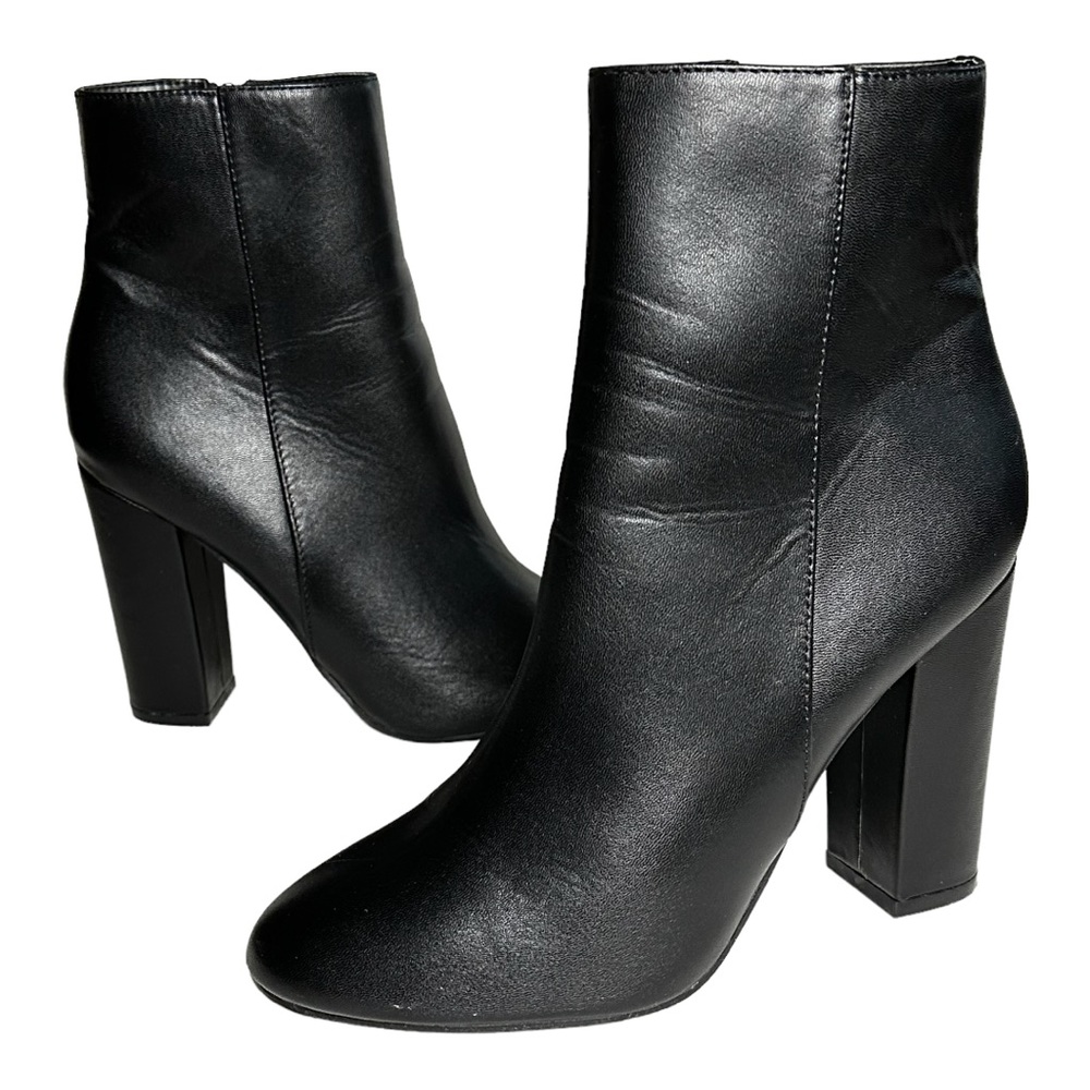 Miss Lola Chunky Block Heel Ankle Boots Black Women’s Size 7.5